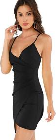 img 1 attached to Подчеркните свои изгибы в элегантном платье Verdusa Women's Sexy Ruched Side Asymmetrical V Neck Bodycon Cami Dress.