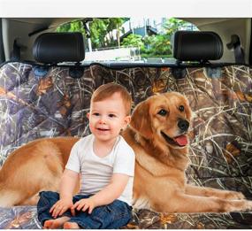 img 1 attached to KIMHY Waterproof Camouflage Dog Car Seat Cover for Pets, Non-Slip Hammock with Safety Belt Hole, Heavy Duty Scratch-Proof Bench Protector for Car, SUVs, Jeeps, and Trucks