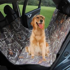 img 4 attached to KIMHY Waterproof Camouflage Dog Car Seat Cover for Pets, Non-Slip Hammock with Safety Belt Hole, Heavy Duty Scratch-Proof Bench Protector for Car, SUVs, Jeeps, and Trucks