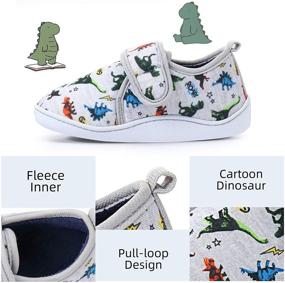 img 1 attached to 🦖 Dream Bridge Daycare Slippers: Dinosaur-Inspired, Indoor-Outdoor Slip-On Winter House Shoes and Bedroom Shoes for Toddler Kids