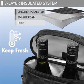 img 3 attached to 🍷 OPUX 2 Bottle Wine Bag Tote Carrier - Leakproof Insulated Wine Cooler Bag for Travel, Picnic, BYOB - Padded Portable Wine Bottle Bag for Dinner Party - Christmas Gift for Wine Lovers - Men, Women (Black)