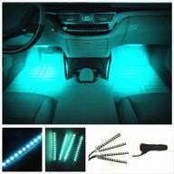 ice blue car led strip lights: ej's super car 4pcs 36 led interior lighting kit, waterproof & atmospheric neon ambiance, dc 12v logo