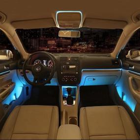 img 2 attached to Ice Blue Car LED Strip Lights: EJ's SUPER CAR 4pcs 36 LED Interior Lighting Kit, Waterproof & Atmospheric Neon Ambiance, DC 12V