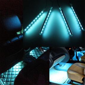 img 3 attached to Ice Blue Car LED Strip Lights: EJ's SUPER CAR 4pcs 36 LED Interior Lighting Kit, Waterproof & Atmospheric Neon Ambiance, DC 12V