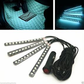 img 1 attached to Ice Blue Car LED Strip Lights: EJ's SUPER CAR 4pcs 36 LED Interior Lighting Kit, Waterproof & Atmospheric Neon Ambiance, DC 12V