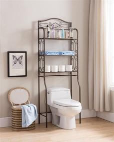 img 4 attached to 🚽 Kings Brand Furniture - Pewter Over The Toilet Storage Rack Shelves Organizer - Optimize Your Bathroom Space