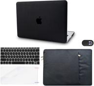 🔒 premium black leather case bundle for macbook pro 13" (2021/2020,touch bar) with keyboard cover, sleeve, screen protector, and webcam cover - compatible with a2289/a2251 - kecc leather logo