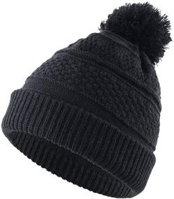 img 4 attached to 🧶 Warm Knit Skull Caps with Pom: Home Prefer Toddler Girls Beanie for Kids Winter Hat