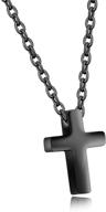 eymi children stainless steel small cross necklace: hypoallergenic & secure, 16" chain logo