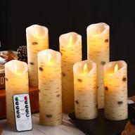 🕯️ flameless birch bark led candles set - 7 ivory pillar real wax battery operated candles with remote control and 24-hour timer логотип