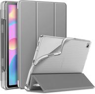 📱 infiland galaxy tab s6 lite case with s pen holder - tri-fold, frosted translucent back - fits samsung galaxy tab s6 lite 10.4 sm-p610/p615 2020 tablet - supports auto wake/sleep - gray logo