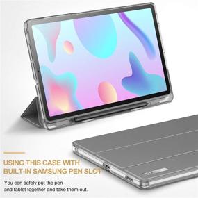 img 1 attached to 📱 INFILAND Galaxy Tab S6 Lite Case with S Pen Holder - Tri-Fold, Frosted Translucent Back - Fits Samsung Galaxy Tab S6 Lite 10.4 SM-P610/P615 2020 Tablet - Supports Auto Wake/Sleep - Gray