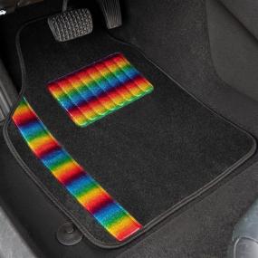 img 3 attached to 🚗 4-Piece Matdology Universal Fit Luxe Carpet Car Floor Mats | Multicolor Heel Pad | Decorative Tone | Heavy Duty All Weather Protection | Black