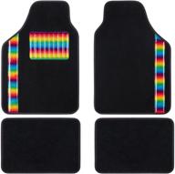 🚗 4-piece matdology universal fit luxe carpet car floor mats | multicolor heel pad | decorative tone | heavy duty all weather protection | black logo