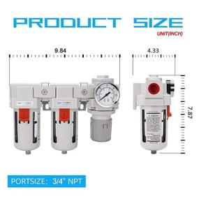 img 2 attached to Система сушки воздуха NANPU с резьбой 0,75 дюйма NPT - комбинированный воздушный фильтр и регулятор давления с полуавтоматическим сливом и полипропиленовым баком