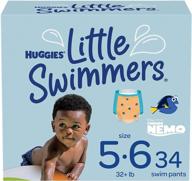 🩳 34 ct huggies little swimmers disposable swim pants, size 5-6 large logo