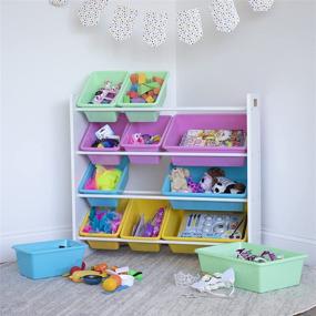 img 1 attached to 🌈 Organize and Brighten up Your Kids' Playroom with Humble Crew's White/Pastel Toy Storage Organizer