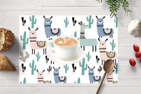 img 2 attached to 🦙 Waterproof Plastic Llama Placemats and Coasters: Stylish and Practical Dining Accessories