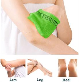 img 3 attached to 5-pcs Green Exfoliating Bath Washcloth: Korean Asian Exfoliating Mitt for Effective Dead Skin Removal, Pore Cleansing & Reusable K-Beauty Body Care