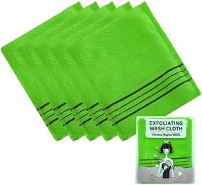 img 4 attached to 5-pcs Green Exfoliating Bath Washcloth: Korean Asian Exfoliating Mitt for Effective Dead Skin Removal, Pore Cleansing & Reusable K-Beauty Body Care