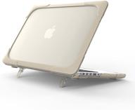 📦 2017 macbook air 13 inch kickstand case | funut 2-in-1 rubberized hard plastic shockproof cover | matt protective case for macbook air 13.3 inch a1466 a1369 (# khaki) logo