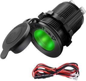 img 4 attached to Cigarette Lighter Socket Car Marine Motorcycle ATV RV Lighter Socket Power Outlet Socket Receptacle 12V Waterproof Plug (LED Green) By ZHSMS