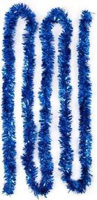 img 3 attached to Enhance Your Christmas Décor with SANNO 19.7ft Blue Tinsel Garland Tree Ornament - A Full, Sparkly, and Classic Addition to Your Holiday Party Ornaments and Ceiling Decorations