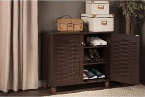 img 3 attached to Wholesale Interiors Baxton Studio Winda: Contemporary 2-Door Dark Brown Wooden Entryway Shoes Storage Cabinet - Wholesale Price!