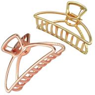 💇 stylish & durable metal claw hair clips for thick hair - set of 2, gold & rose golden logo