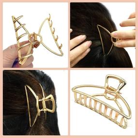 img 2 attached to 💇 Stylish & Durable Metal Claw Hair Clips for Thick Hair - Set of 2, Gold & Rose Golden