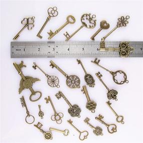 img 1 attached to CHuangQi Antique Bronze Vintage Skeleton Keys Charm Set - Steampunk Key DIY Accessory Kit for Handmade Jewelry Making & Wedding Favors