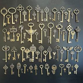 img 3 attached to CHuangQi Antique Bronze Vintage Skeleton Keys Charm Set - Steampunk Key DIY Accessory Kit for Handmade Jewelry Making & Wedding Favors