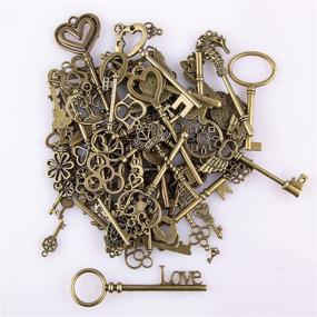 img 2 attached to CHuangQi Antique Bronze Vintage Skeleton Keys Charm Set - Steampunk Key DIY Accessory Kit for Handmade Jewelry Making & Wedding Favors