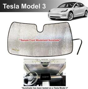 img 4 attached to YelloPro Custom Fit Front Windshield Sunshade for Tesla Model 3 (2018-2021) – UV Reflector Sun Protection with Automotive Reflective Accessories [Made in USA]