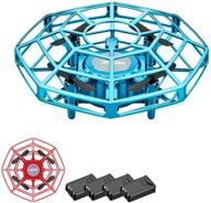 🚁 4drc v3 mini kids drone (2-pack) - hand operated ufo flying ball, hands free gifts for boys and girls, easy indoor small ufo 360° rotating induction drone, blue/red logo