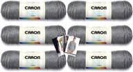 🧶 caron simply soft yarn - 6 pack with pattern cards in gray heather color logo