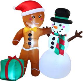 img 3 attached to 🎅 Eye-Catching 6 FT Tall Happy Friendship Gingerbread Man & Snowman with LEDs - Perfect Inflatables for Xmas Party Indoor & Outdoor Winter Decor, Christmas Inflatable Decoration - Joiedomi