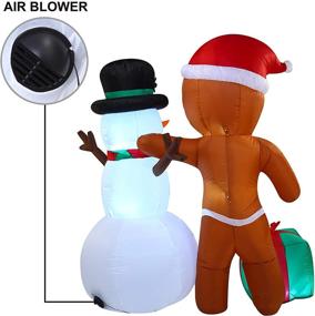 img 1 attached to 🎅 Eye-Catching 6 FT Tall Happy Friendship Gingerbread Man & Snowman with LEDs - Perfect Inflatables for Xmas Party Indoor & Outdoor Winter Decor, Christmas Inflatable Decoration - Joiedomi