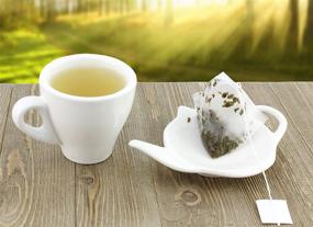 img 1 attached to 🍵 Cornucopia White Ceramic Tea Bag Coasters - Spoon Rests; 4-Pack Classic Teabag Caddy Holder Saucer Set