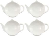 🍵 cornucopia white ceramic tea bag coasters - spoon rests; 4-pack classic teabag caddy holder saucer set logo