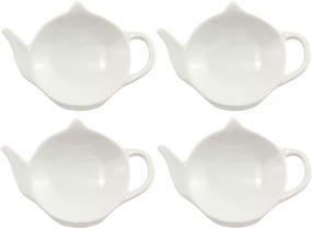 img 4 attached to 🍵 Cornucopia White Ceramic Tea Bag Coasters - Spoon Rests; 4-Pack Classic Teabag Caddy Holder Saucer Set