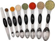 🥄 premium set of 8 magnetic stainless steel measuring spoons for dry and liquid ingredients - stackable and double sided logo