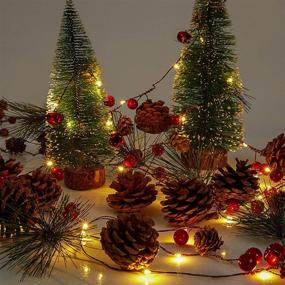 img 3 attached to 🎄 Sparkling 30 LED Christmas Garland Lights: Festive 10ft Pinecone Red Berry Garland with Battery Power - Ideal Fairy String Lights for Christmas Tree Decor, Holiday Parties, Weddings, Patios, Gardens, Thanksgiving and Home Decoration