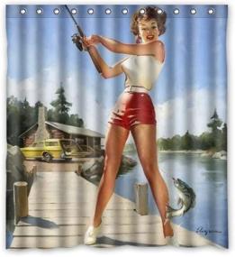 img 1 attached to American Pin Up Fishing Bathroom Curtain