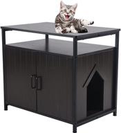 🐱 sungift litter box enclosure: hidden cat washroom furniture with side table & storage cabinet logo