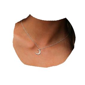 img 4 attached to Yheakne Rhinestone Necklace Crescent Minimalist