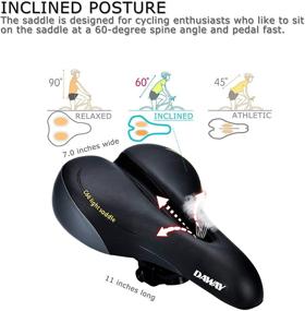 img 3 attached to 🚲 Enhanced Comfort for All: DAWAY C66 Foam Padded Leather Bike Seat with Taillight - Waterproof, Soft, and Breathable Saddle Cushion for Men and Women, Suitable for MTB & Most Bicycles