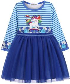 img 4 attached to Quedoris Unicorn Printed Stripe Casual Girls' Clothing: Enchanting Fashion for Trendy Girls