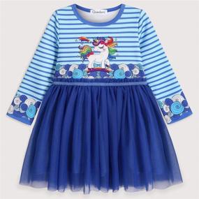 img 3 attached to Quedoris Unicorn Printed Stripe Casual Girls' Clothing: Enchanting Fashion for Trendy Girls