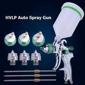 img 1 attached to 🎨 BONFQERT Automotive HVLP Air Spray Gun Set - Professional Paint Kits for Car Primer, Topcoat, and Touch-Up - Includes 3 Nozzles and 600cc Cups on Top (1.4mm, 1.7mm, 2.0mm)